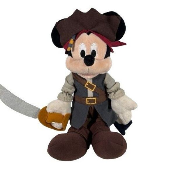 Disney Mickey Mouse Plush Jack Sparrow Pirates of the Caribbean Stuffed Doll 14" - Picture 1 of 12